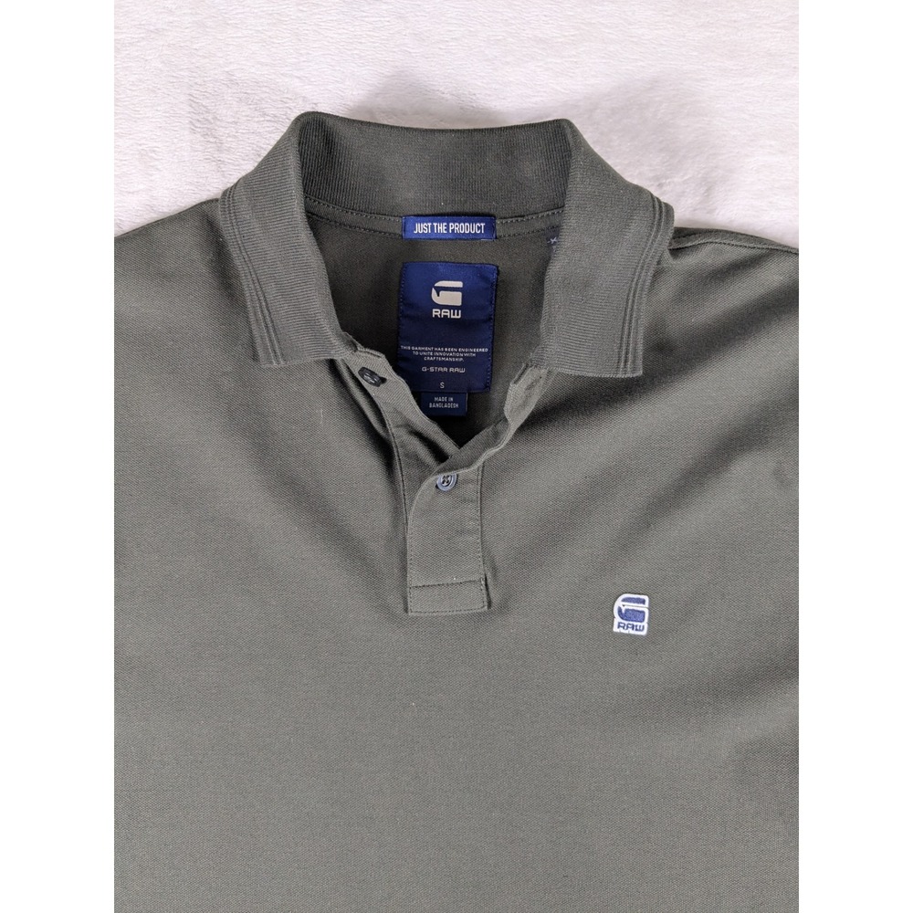 NWOT G-Star RAW Men's Polo Shirt Olive Green Short Sleeve Logo Casual Top Size S